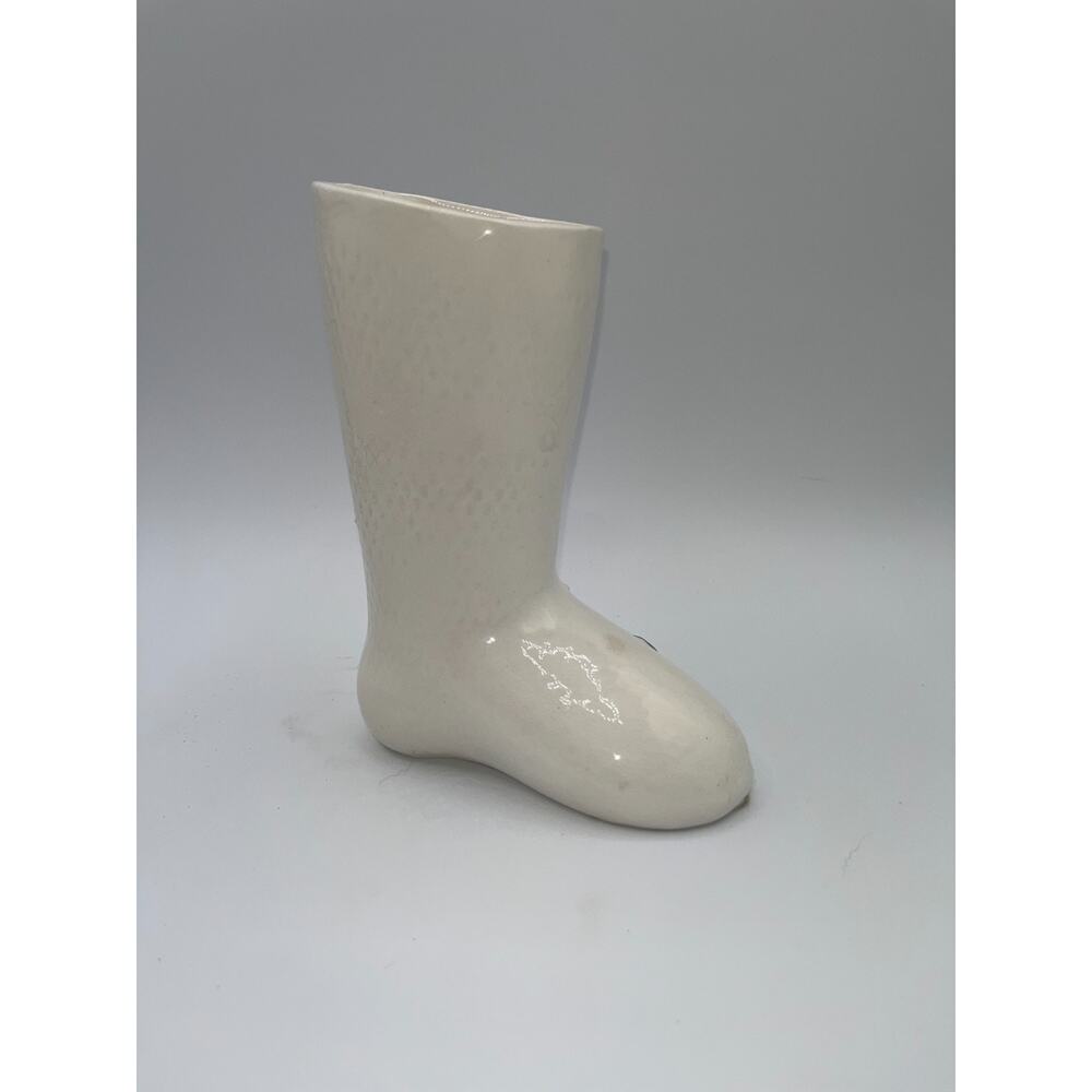 Vintage Ceramic Candy Cane Pixie Elf Christmas Boot Stocking Planter Vase Decor - Picture 10 of 16